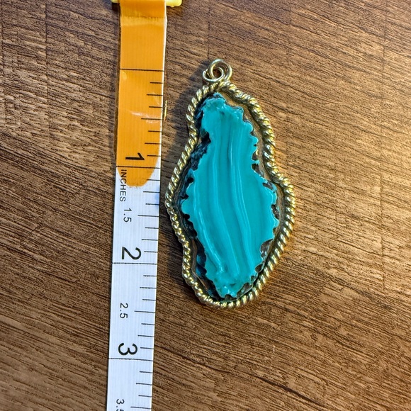 Source Unknown Aqua and Gold Pendant Necklace - Picture 5 of 5